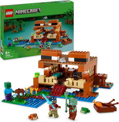 LEGO Minecraft Frøhuset, legetøjshus med figurer inklusive zombie, slim og druknende mand, plus tilbehør såsom legetøjsbåd og arbejdsbord, gave til drenge og piger fra 8 år 21256 Byggesæt Besuche den LEGO-Store Single