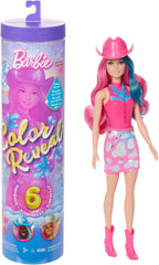 Barbie Color Reveal Fashion Doll og tilbehør med 6 overraskelser, Disco Star Series med metallisk glitter og farveskiftende top (stile kan variere), JCP01 Naty Shop Dolls Standardtitel