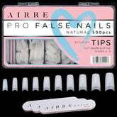 AIRRE 500 Unghii cu Gel Profesionale și 3 Pile cu Cutie - (10 Mărimi) Unghii False Semilună Franceze, Pentru Saloane și Uz Acasă, Tăiere, Pilire și Modelare, Gel UV/LED, Ojă și Nail Art (Natural)