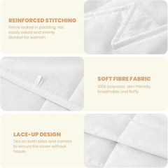 Good Nite Dobbeltdyne, 4,5 Tog, Sommerdyne, Dobbeltdyne, Hvid, Dyne, Polyester, Blød Og Let og Maskinvaskbar Med Hjørnebånd (Dobbeltseng 200 X 200 Cm) Tæpper og dyner Naty Shop