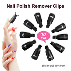 Hanyousheng Nagellackentferner Clips, Nagel Clips,10 Stück Schwarz Nagelclips, Nagel Klammer, Nails Art Gel Cap, Soak off Clip Cap UV Gel Poliermittel Entferner Wrap Nail Tool