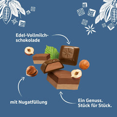 Schogetten Nougat chokoladebar 100g, portionsvis individuelt. En fryd. Stykke for stykke.