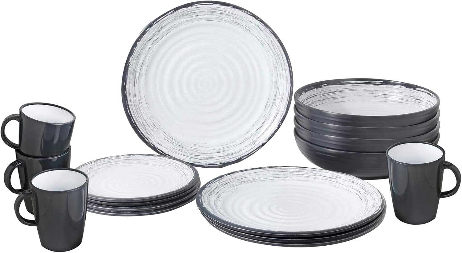 ESS Geschirr, melamină, set prânz, 16 piese Seturi vesela masa Naty Shop Stonetouch Granada