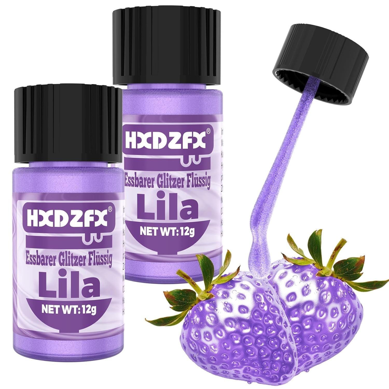 Glitter lichid comestibil - 2 × 12 grame Glitter Naty Shop Lila