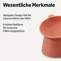 Amazon Basics Futternäpfe für Katzen, Katzenohrform, 2er-Pack, 13,2 × 13,2 × 11,4 cm, orange og blå