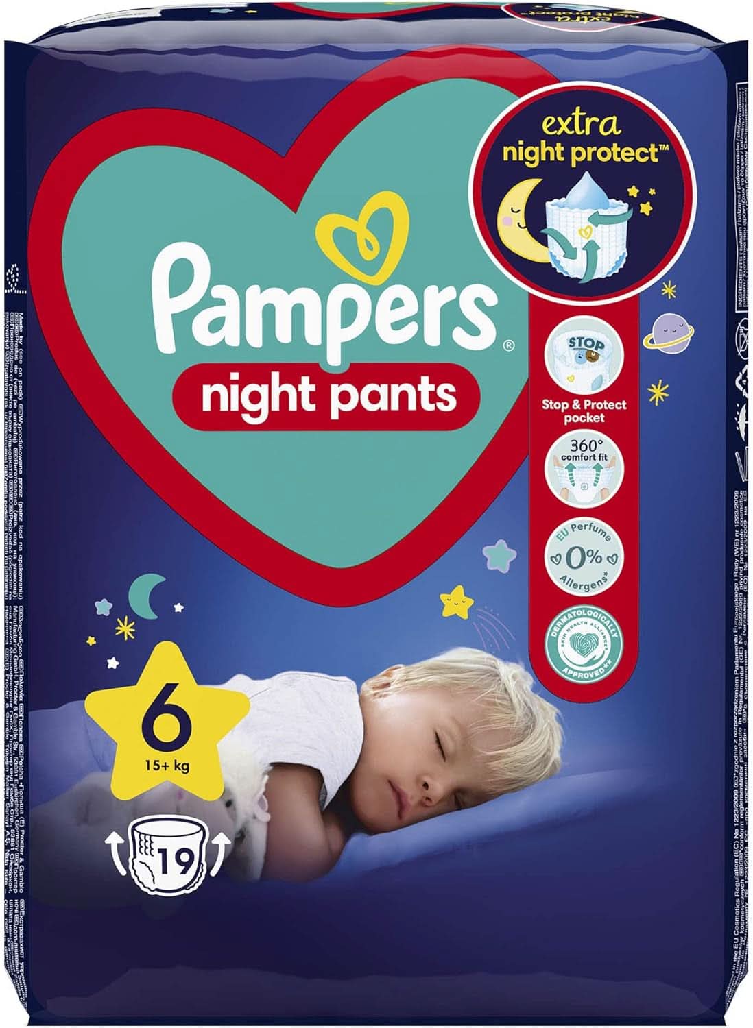 Pampers Night Pants mărimea 6 (15+ kg), 19 scutece, scutecele de noapte oferă protecție toată noaptea Mama si Copilul Naty Shop