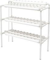 3-lags hydroponisk dyrkningssæt med 90/108 plantepositioner og vandpumpe, PVC jordfri plantedyrkningssystemer, hydroponiske dyrkningssæt til grøntsager og frugter (108 plantepositioner)