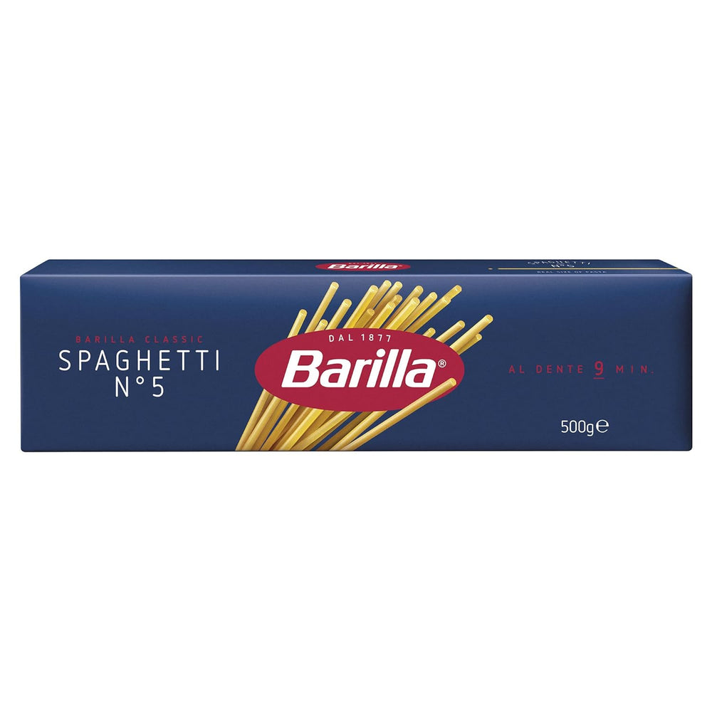 Barilla Pasta Klassische Spaghetti n.5 fra højkvalitets Hartweizen immer al dente, (1 x 500 g), geschmacklos