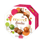 merci lovelies Classic – 1 x 185g – Pralineæske med 5 fyldte chokoladespecialiteter – Chokoladekugler til at dele og give i gave