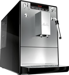 Melitta Solo & Milk - aparat de cafea subțire complet automat cu spumator de lapte, aparat de cafea cu rezervor de apă detașabil, de exemplu cafea sau cappuccino, argintiu