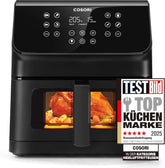 COSORI Hot Air Fryer Airfryer, 12-i-1 Air Fryer XXL 6.2L, Hot Air Fryer med udsigtsvindue og omrøringspåmindelse, 80 opskrifter Hvidevarer Naty Shop Black 6.2L Clear Blaze