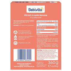 Peach-, æble- og bananposer - 16 (4 pakker, 4 x 90 g hver), uden tilsat sukker, glutenfri, ideel til take away-snacks og selvforbrugende