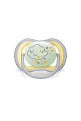 Suzetă Philips AVENT Ultra Air Nighttime pentru bebeluși peste 18 luni, strălucește în întuneric, pachet dublu, nor/tigru (model SCF376/01)