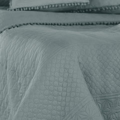 Ameliahome Sengetæppe med pomponer 220X240 Cm Dobbeltsidet sengetæppe Ultrasonic Quilting Polyester Meadore Grå Senge og Tæpper Besuche den AmeliaHome-Store