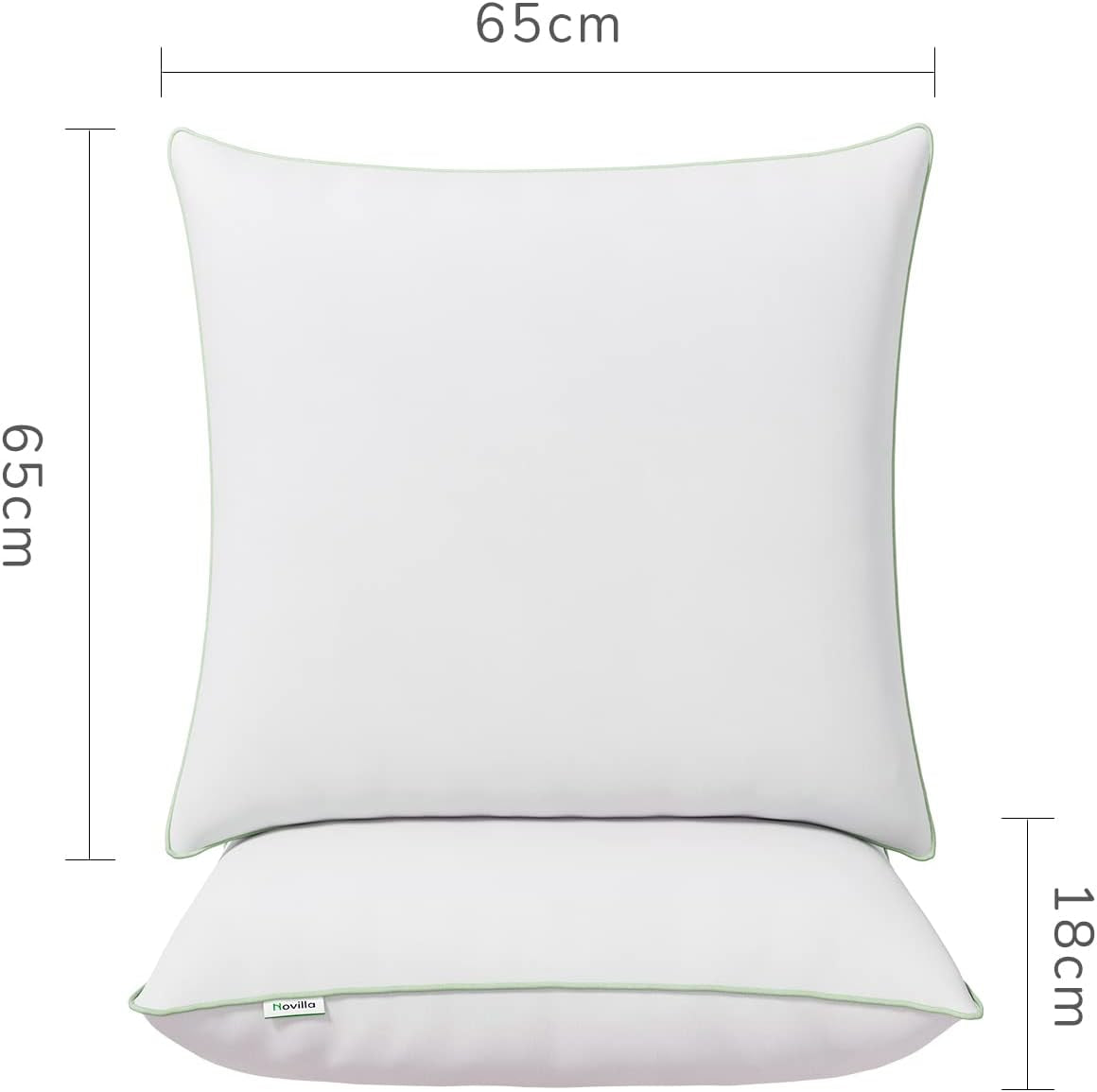 Novilla Pillow 65X65 Set de 2, 2800G (1400Gx2) Pernă reglabilă în înălțime Pernă pătrată de dormit Pernă albă de pat cu zip față de pernă lavabilă Perne standard Naty Shop