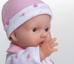 JC Toys La Baby kaukasisk babydukkesæt - 28 cm blød vaskbar dukke, aftageligt lyserødt outfit med hat, tæppe og sut, til 12 måneder og derover Dukker Naty Shop