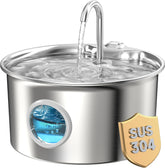 Katzenbrunnen Edelstahl Trinkbrunnen for Katze: Katzen Trinkbrunnen Leise - 2.6L Automatic Katzentrinkbrunnen mit Wasserstandsfenster - Haustierbrunnen für Kleine Hunde - Mehrschichtiges Filtersystem