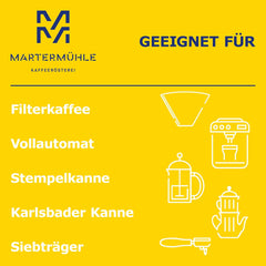 Martermühle Santos Kaffeebohnen 1kg mild I Arabica I Aromen: Mandel, Süssliche Milde I Ganze Kaffee-Bohnen schonend geröstet, säurearm