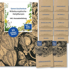 Semințe Magic Garden - Set de semințe de plante medicinale din Europa Centrală - 12 soiuri tradiționale de plante medicinale populare - Soiuri Heirloom - Accesorii de grădină - Semințe de plante - Cadou pentru iubitorii de grădină