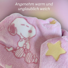 Kanguru Snoopy Glow in the Dark Rose, pătură moale din microfibră pentru canapea care strălucește în întuneric, fleece moale, 130X150 Cm, pătură unică dulce pentru fete, idee de cadou Crăciun Ziua de naștere Femei Paturi si Cuverturi Besuche den Kanguru-Store