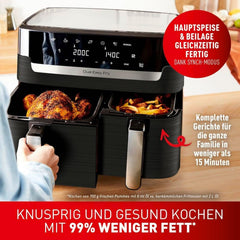 Tefal Dual Easy Fry Hot Air Fryer med to kamre, 5,2/3,1 liters kapacitet, to uafhængige skuffer, 7 programmer Hvidevarer Naty Shop