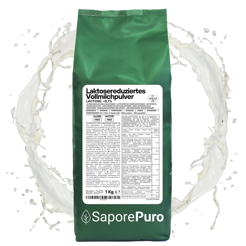 Laktosefreies Vollmilchpulver 1 kg | Hohe Löslichkeit | Ideel til bagværk, brød og mad Professionel og industriel brug Laktosefri Glutenfri