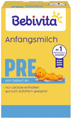 PRE mælkepulverformel (5 x 500 g), fra fødslen, indeholder kun laktose som kulhydrat, velegnet til komplementær fodring