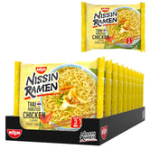 Nissin Ramen - Thai bagt kylling 10 pakke asiatisk stil instant nudler Thai opskrift Hurtig og nem asiatisk mad (10 x 65 g)