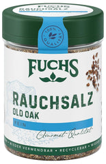 Fuchs Gewürze - Rauchsalz "Old Oak" - über Eichenholz geräuchert, rauchiger Gesmack für Grillfleisch oder Fisch - natürliche Ingrediens - 100 g i wiederverwendbarer, genbrugsbarer Dosis