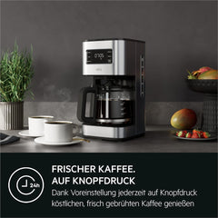 Espressor AEG Deli 5, 1,5 l, temporizator programabil, funcție de menținere la cald, oprire de siguranță, indicator nivel apă, dozaj optim, funcție anti-picurare, oțel inoxidabil, CM5-1-6ST