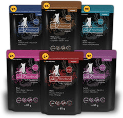 Catz Finefood Purrrr Collection I - Hrană umedă monoproteinică pentru pisici - fără cereale, fără zahăr, hipoalergenică - conținut ridicat de carne - Hrană umedă pentru pisici multipack - în pliculețe, 85 g (12 pachete)