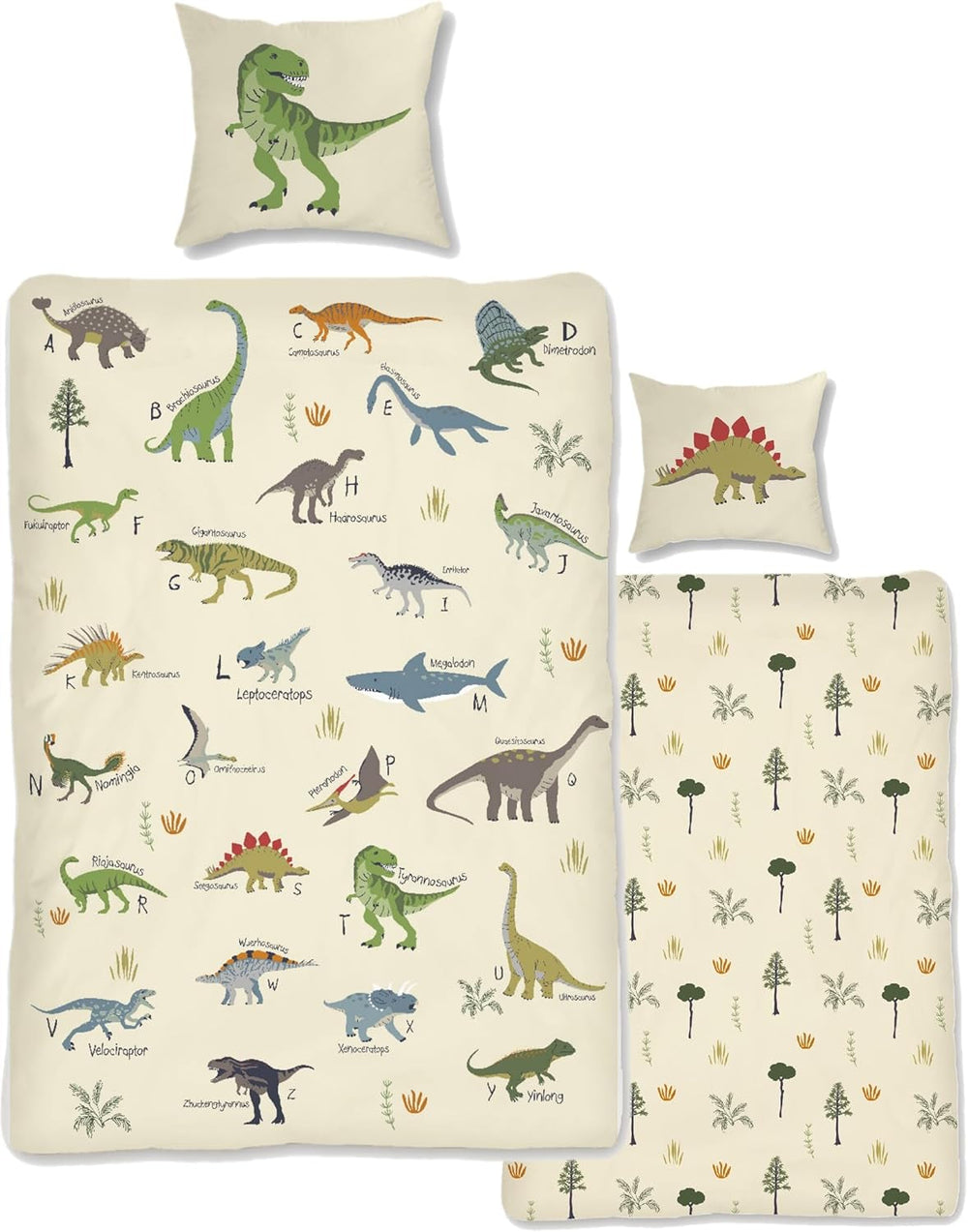Skybrands Dino Bedtuchen 135X200 Jungen Bedtuchen Dinosaurier Baumwolle 2Tlg Kinder Bedtuchen Dinosaurier 135X200 + Beutel Naty Shop Standardtitel