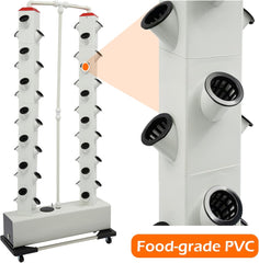56 Kapsler Hydroponic Grow System - Lodret Hydroponic Tower med 30L vandtank, Have Hydroponic Grow System, Urtefrugt Grøntsags Aeroponic Grow Kit
