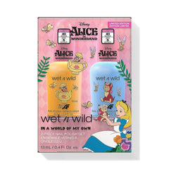 Wet n Wild Alice in Wonderland "In a World of My Own" neglelaksæt med 2 med en hurtigtørrende og langtidsholdbar formel, blank finish, holder op til 5 dage