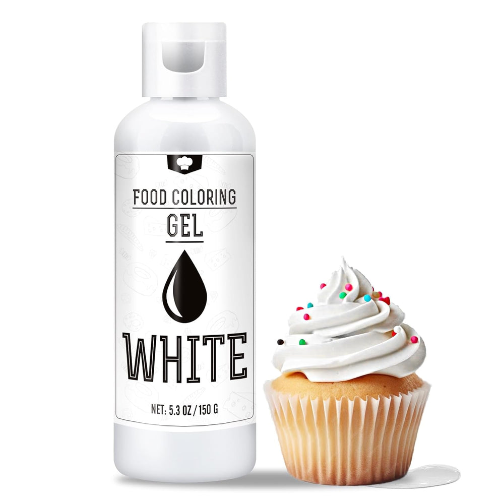 Lebensmittelfarbe Gel - 150G Konzentrierte Gel Lebensmittel Farben Zum Backen, Kuchen Dekorieren, Kekse Und Macaron - Zuckerfrei Food Coloring Für Getränken, Osterei, DIY Seifen Und Basteln (Weiß) Naty Shop Weiß