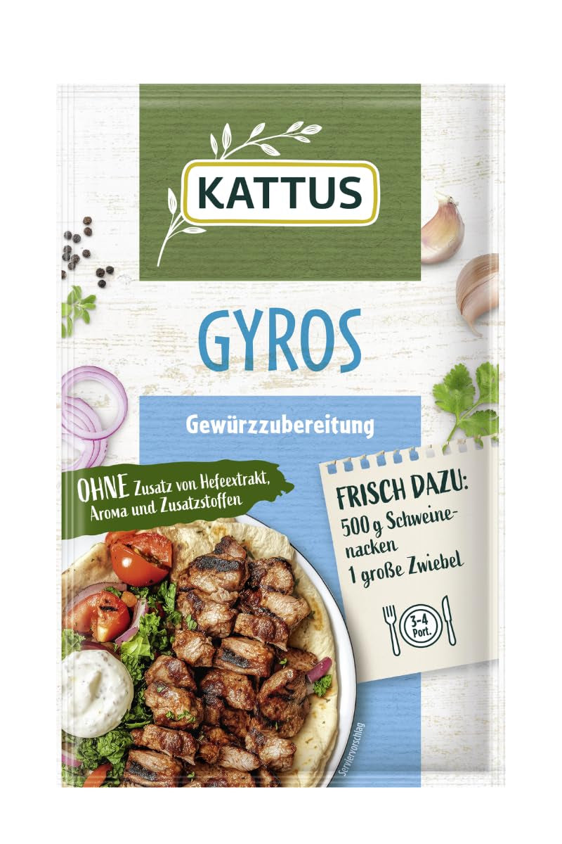 - Gyros Gewürzzubereitung | Krydderi til 3-4 portioner | Ohne Zusatz von Fefeextrakt, Aroma og Zusatzstoffer | 25 g i pose