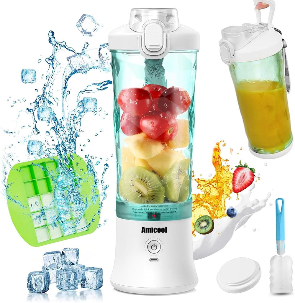 Mixer Smoothie Maker to Go, Mini Standmixer Tragbar Mit 6-Klingen Edelstahl, Enstafter Mit Reisedeckel, USB Portable Blender Elektrisch 600Ml flaske, Mixer Shaker Slushy Maker Wasserdichter Bucatarie Naty Shop