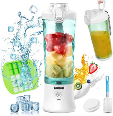 Mixer Smoothie Maker to Go, Mini Standmixer Tragbar Mit 6-Klingen Edelstahl, Enstafter Mit Reisedeckel, USB Portable Blender Elektrisch 600Ml flaske, Mixer Shaker Slushy Maker Wasserdichter Bucatarie Naty Shop