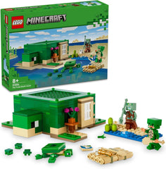 LEGO Minecraft The Turtle Beach House, Legetøjshus med tilbehør til piger og drenge 8 år gamle, Sæt med dyr og videospilfigurer, Gave til Gamere 21254 Byggesæt Besuche den LEGO-Store Single