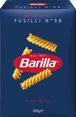 Barilla Pasta Classic Fusilli nr. 98 fra højkvalitets durumhvede, altid al dente, Chili, Spaghetti, Fusilli, Penne, Italiensk, 500g