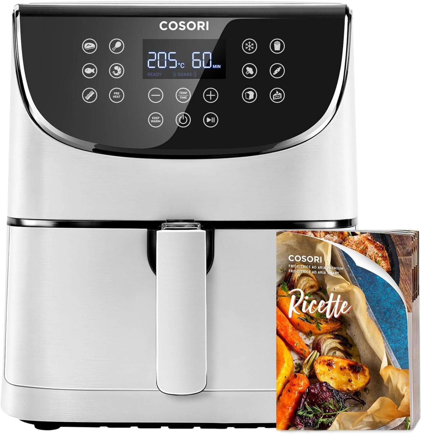 COSORI Hot Air Fryer Airfryer, 12-In-1 Air Fryer XXL 6.2L, Hot Air Fryer cu fereastră de vizualizare și memento de agitare, 80 de rețete Electrocasnice Naty Shop Alb 5.5L Premium
