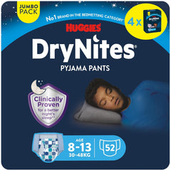Huggies DryNites Super Absorberende Natbefugtningsbleer til drenge 8-13 år (30-48 kg) 27 Count (3 x 9 Count) Trussebleer