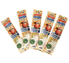 HURTIG MÆLK Frugtig korn - Strohhalme für Milch mit Getreide und Früchten, 5 Packung je 5 Trinkhalme (25 Halme)
