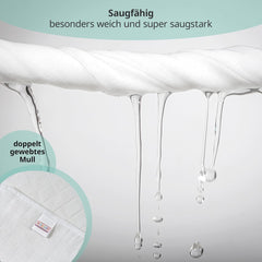 MAKIAN Muslin Squares, Pakke med 10, 80x80 cm, Oeko-TEX® Standard 100 Certified, 10 Premium Burp Cloths - Dobbeltvævede Stof Firkanter / Muslin Squares, Kog resistent - Hvid