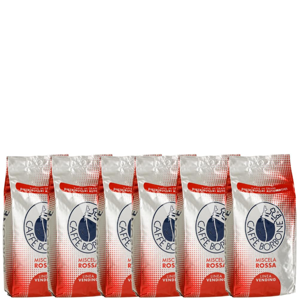 Caffé Borbone Miscela Rossa 6x 1000g aus Italien | Borbone Kaffee | Ganze Bohnen | 100% Robusta | + Jassas Gebäck