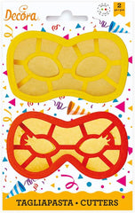 , 0255136 Karnevalmasken-Ausstechformen-Set, Das ideale Set zur Herstellung von Fondant- oder Gummidekorationen, Made in Italy, Original design. 2 Stück-Packung.