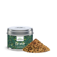 Herbaria Za'atar bio 25g S-Dose – Zaatar Gewürz, Zaatar Gewürz - orientalsk Organic-Gewürmischung für Gerichte der Levante Küche - mit erlesenen Ingrediens - i nachhaltiger Aromaschutz-Dose