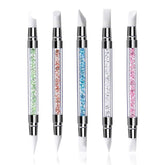Qufiiry 5PCS Silikon Nagel Pinsel, Gel Schnitzen Pinsel, Silikon-Modellierpinsel Set, Doppel Köpfe DIY Maniküre Werkzeug