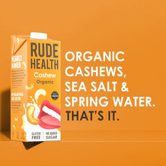 Rude Health 6 x 1 Liter Bio-Cashew-Drik, 100% naturlig Bio-Getränk, glutenfrei, ungesüßt, præisgekrönt, gesund & vegansk, 100% genanvendt Verpackung