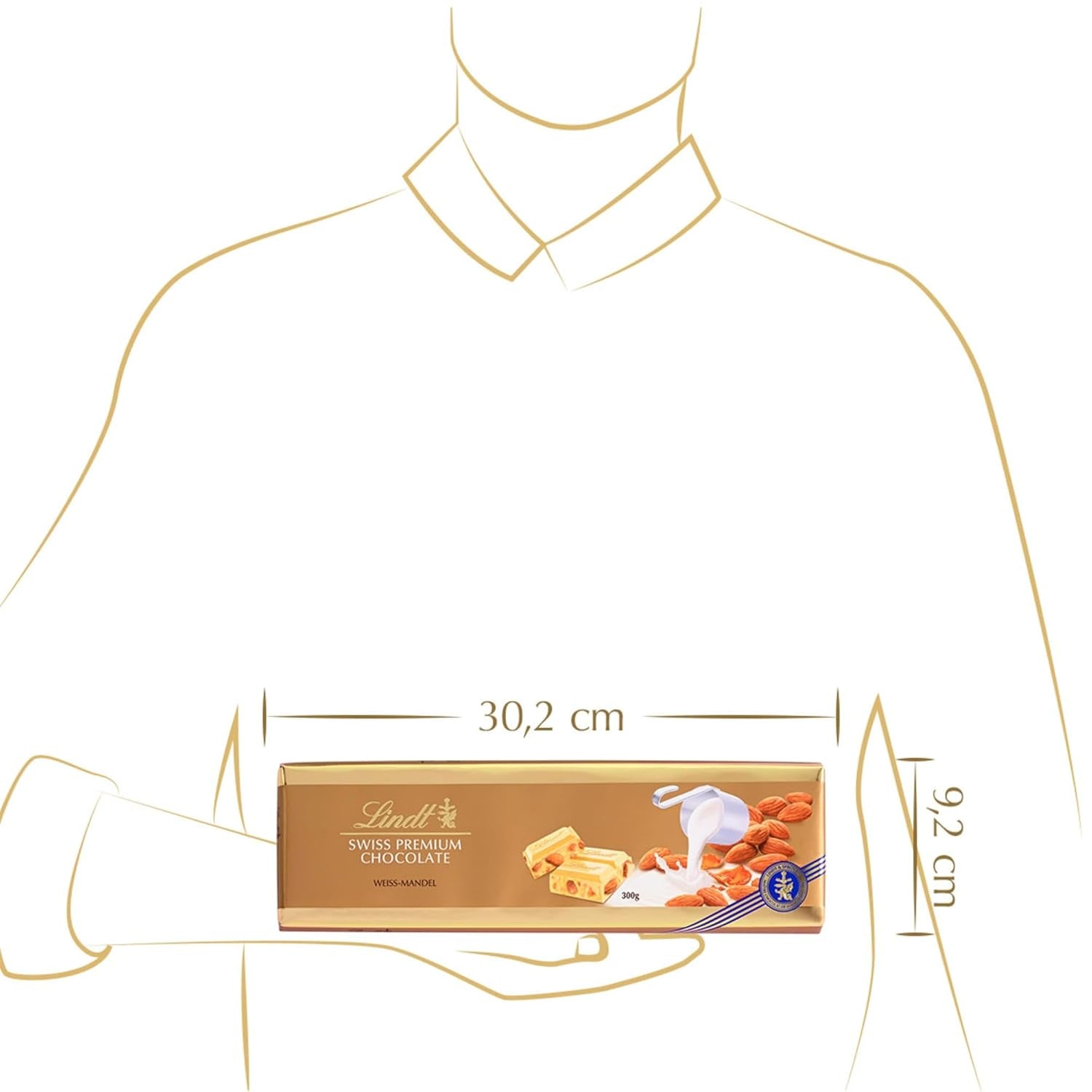 Lindt Ciocolată albă cu migdale, baton de 300 grame Bomboane de Ciocolata Naty Shop
